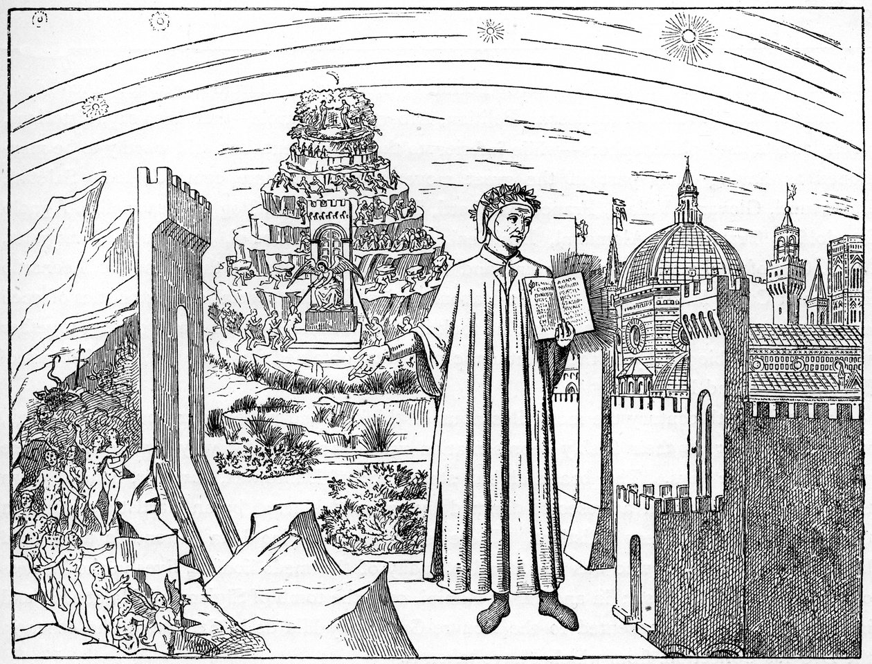 डांटे 1265-1321, फ्लोरेंस एंड द सेवन सर्कल्स ऑफ हेल, 1882 द्वारा अज्ञात