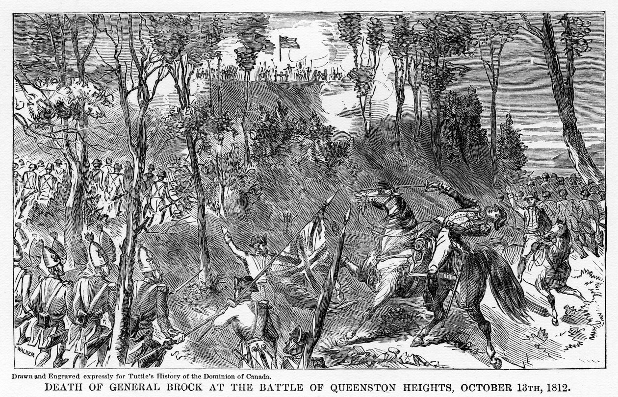 13 अक्टूबर, 1812, 1877, क्वीनस्टन हाइट्स की लड़ाई में जनरल ब्रॉक की मृत्यु द्वारा अज्ञात