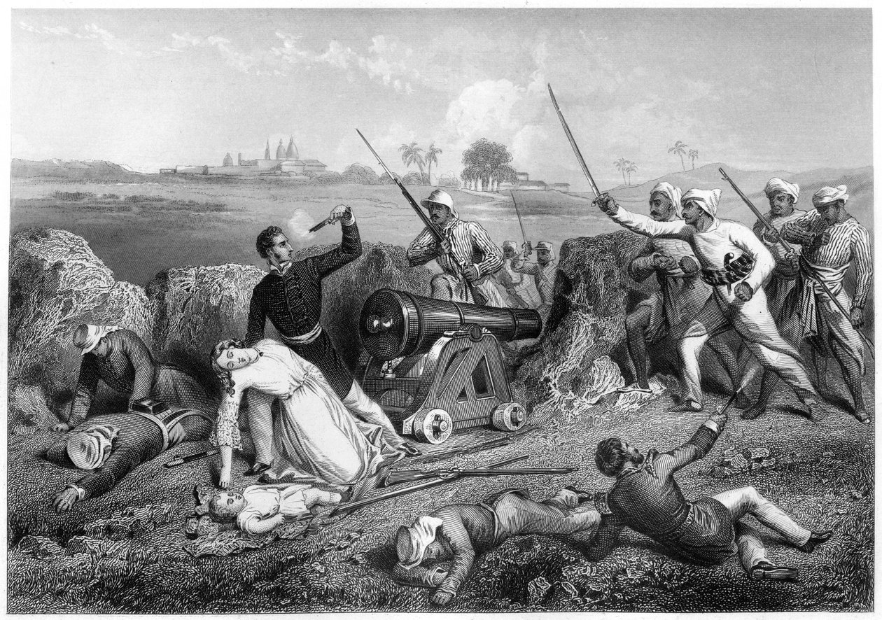 1857 की झांसी में मेजर स्केन और उनकी पत्नी की मृत्यु, c1860 द्वारा अज्ञात