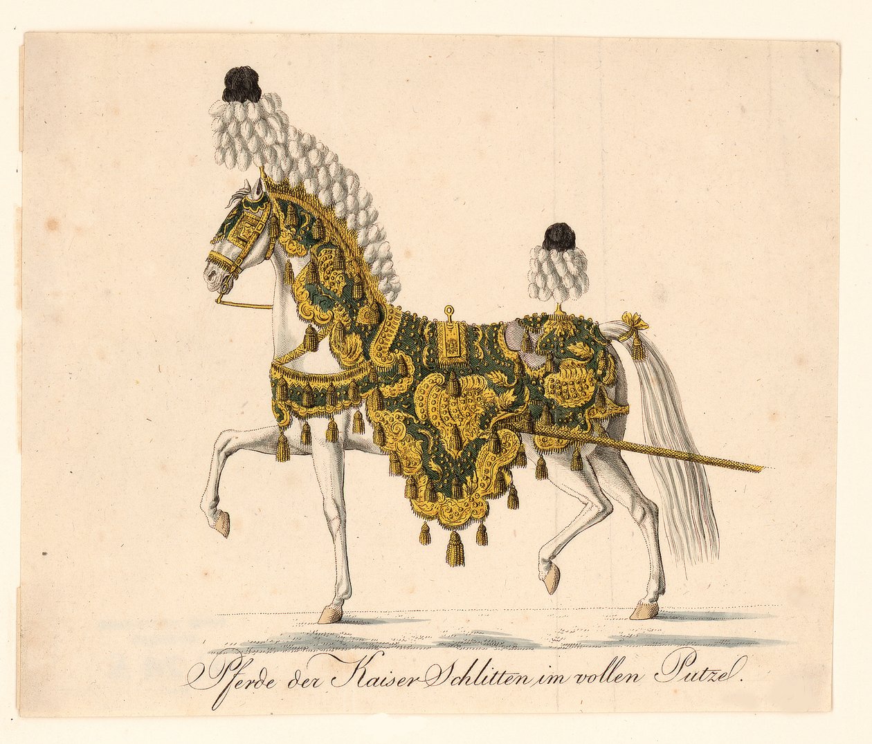 सम्राटों सेरेमोनियल हार्स-ड्रोन कैरिज, 1815 के घोड़े के फर्नीचर को सजाया गया द्वारा अज्ञात