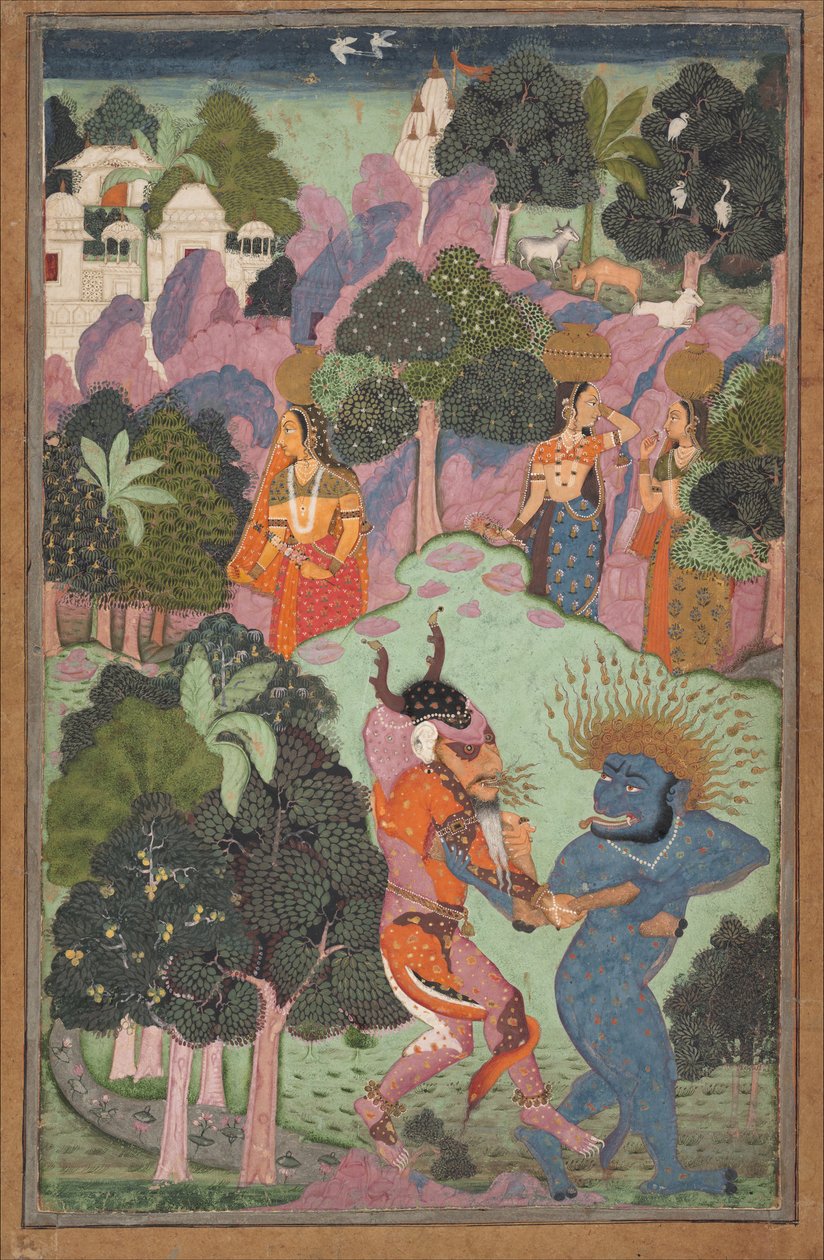 17 वीं शताब्दी के उत्तरार्ध में एक पशु पर हमला करने वाले दानव। द्वारा अज्ञात