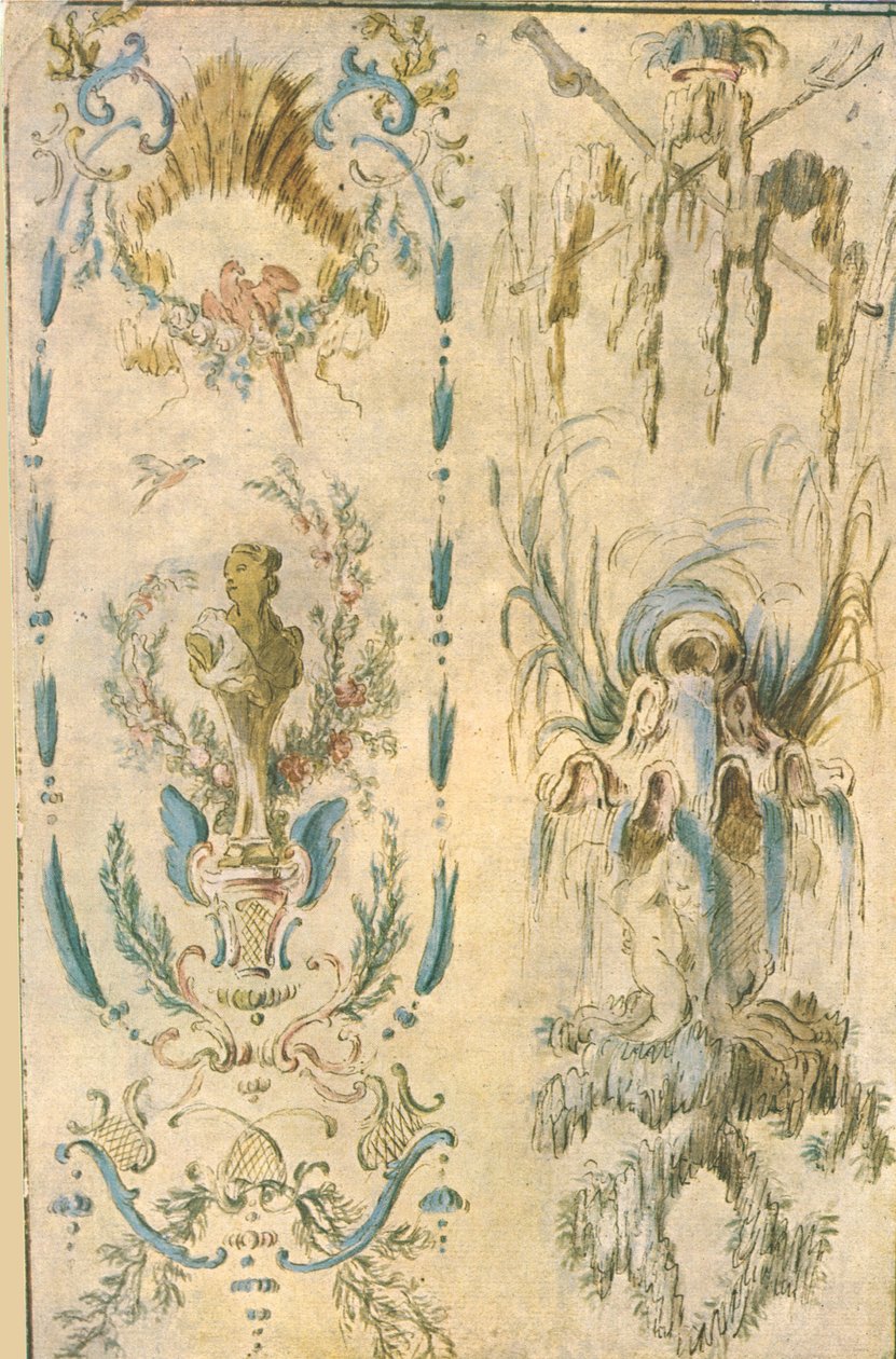 एक भित्ति सजावट के लिए डिजाइन, फ्रांस, 1928। द्वारा अज्ञात