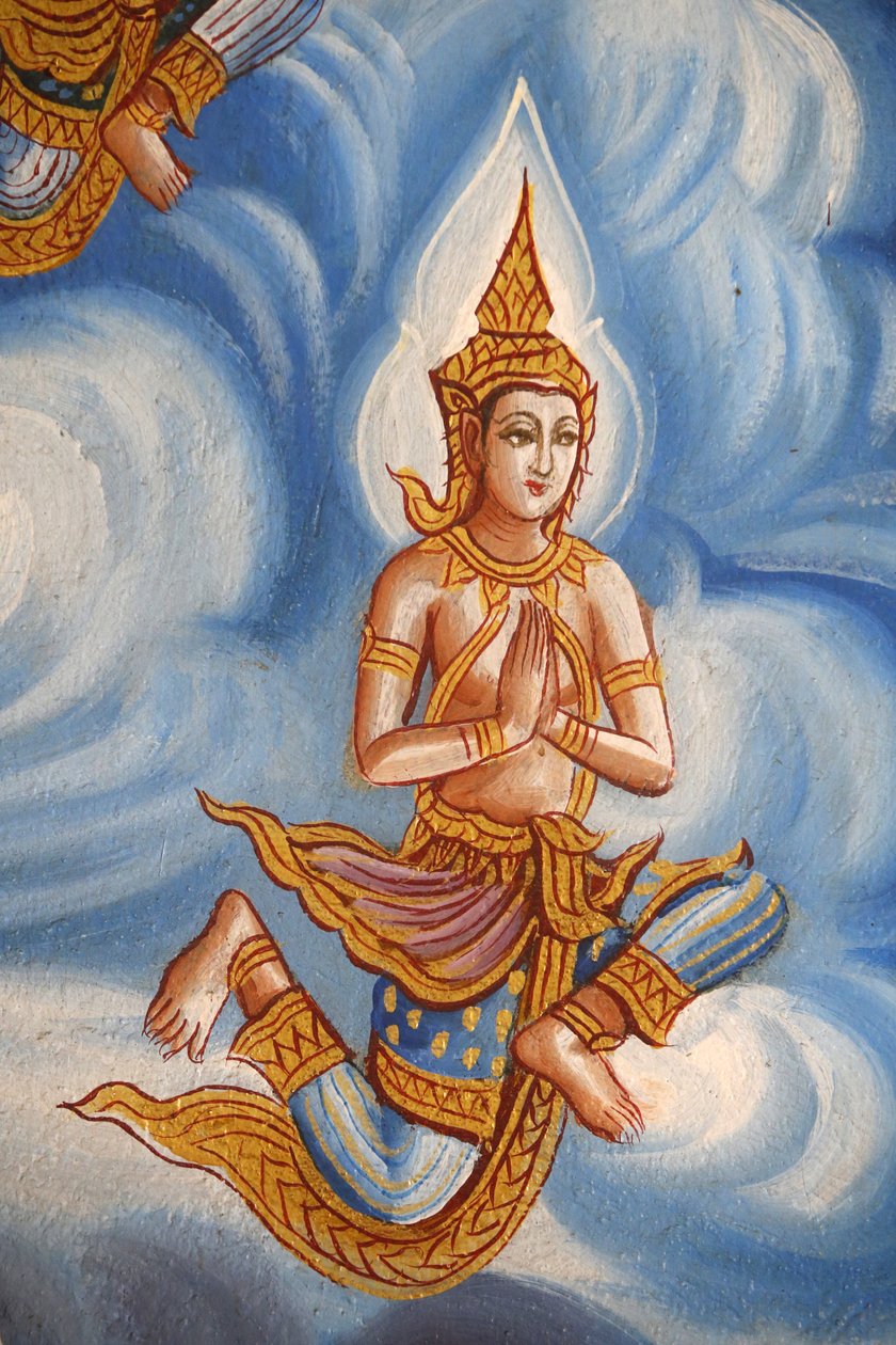 वाट चियांग मुन, चियांग माई में एक फ्रेस्को का विवरण। थाईलैंड द्वारा अज्ञात