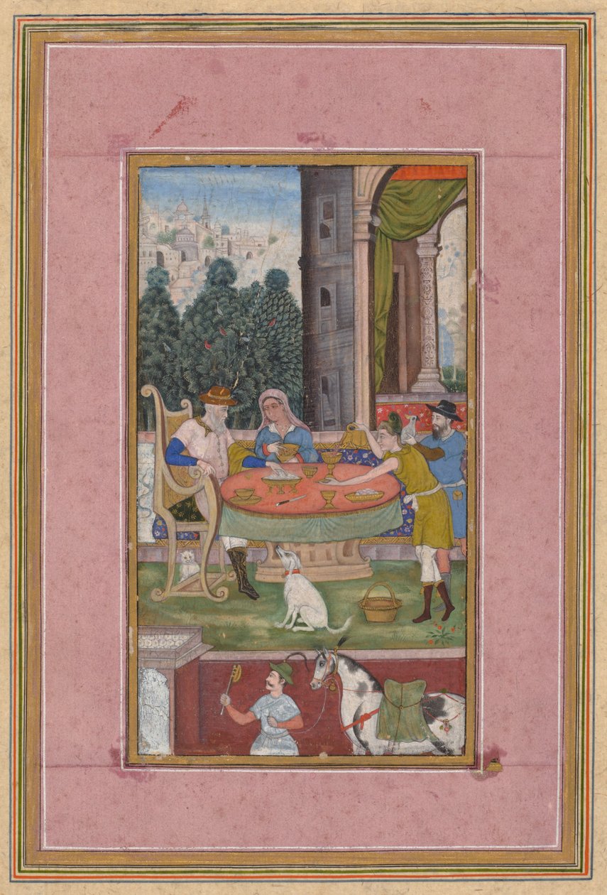 यूरोपीय तत्वों के साथ भोजन दृश्य, सी। 1590। द्वारा अज्ञात