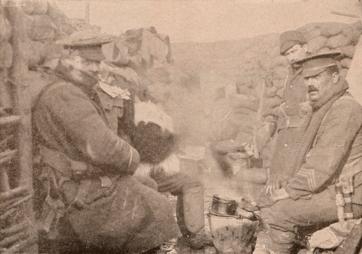 खाइयों में रात का भोजन, c1915 1928 द्वारा अज्ञात