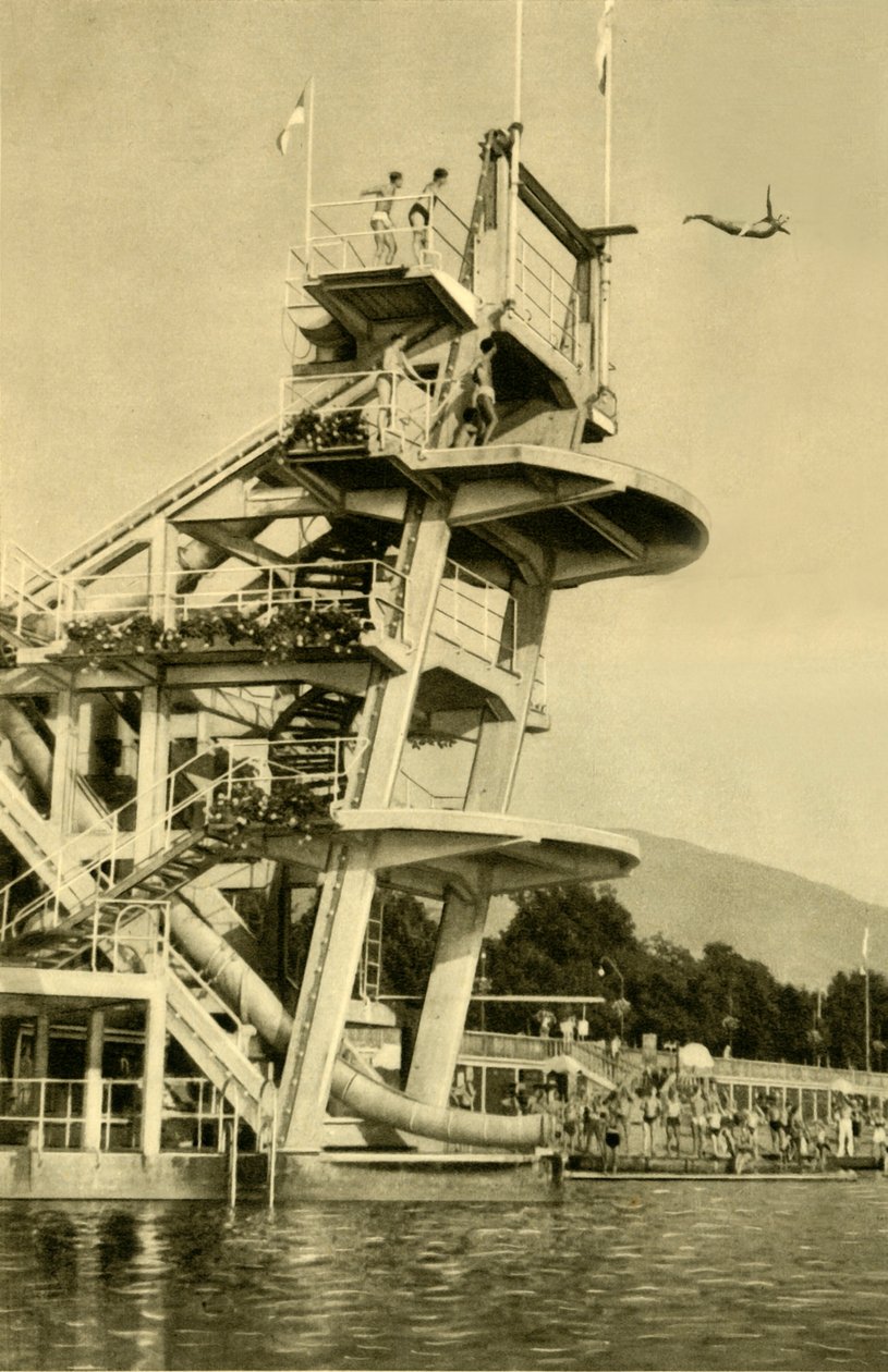 डाइविंग प्लेटफॉर्म, मिलस्टैट, कारिन्थिया, ऑस्ट्रिया, c1935। द्वारा अज्ञात