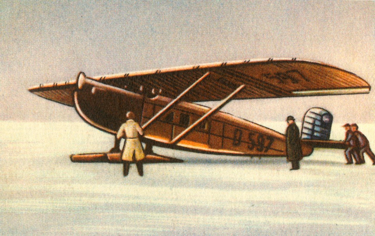 स्नो स्किड्स के साथ डोर्नियर मर्कुर विमान, 1920, 1932। द्वारा अज्ञात
