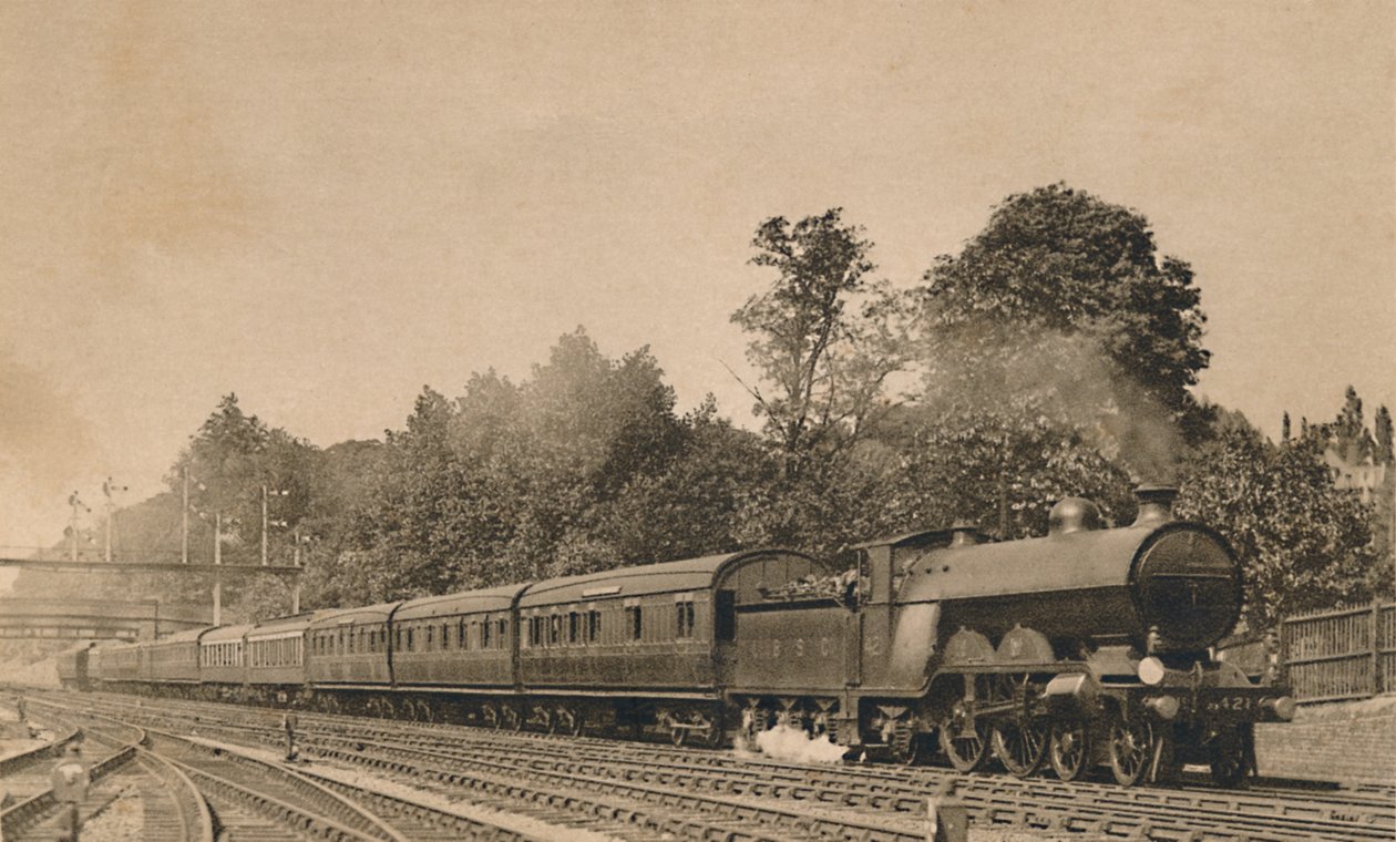 साउथ क्रॉयडन के पास डाउन ब्राइटन एक्सप्रेस। इंजन 4-4-2, नंबर 421, सी 1920। द्वारा अज्ञात