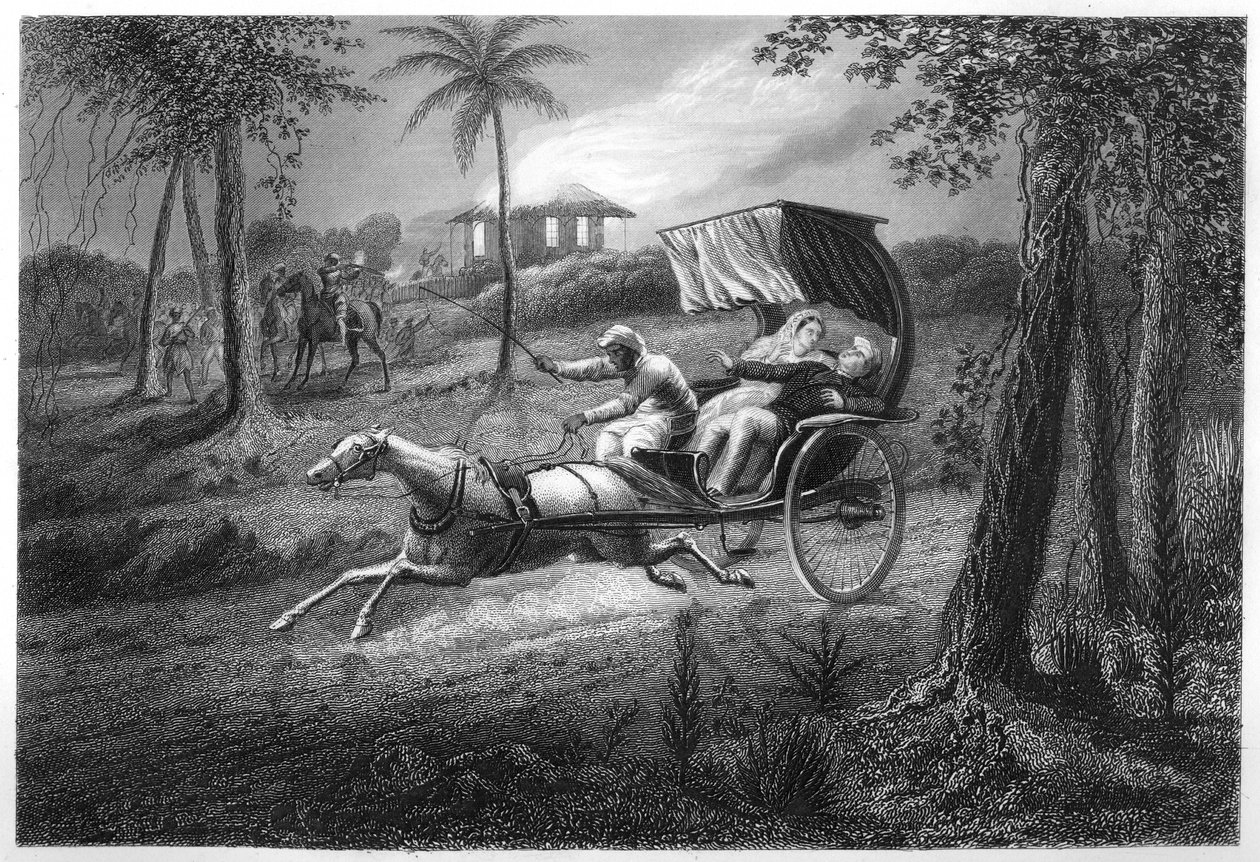 डॉ। ग्राहम ने सीलकोट म्यूटिनेर्स, 1857, c1860 द्वारा अपनी छोटी गाड़ी में गोली मार दी द्वारा अज्ञात