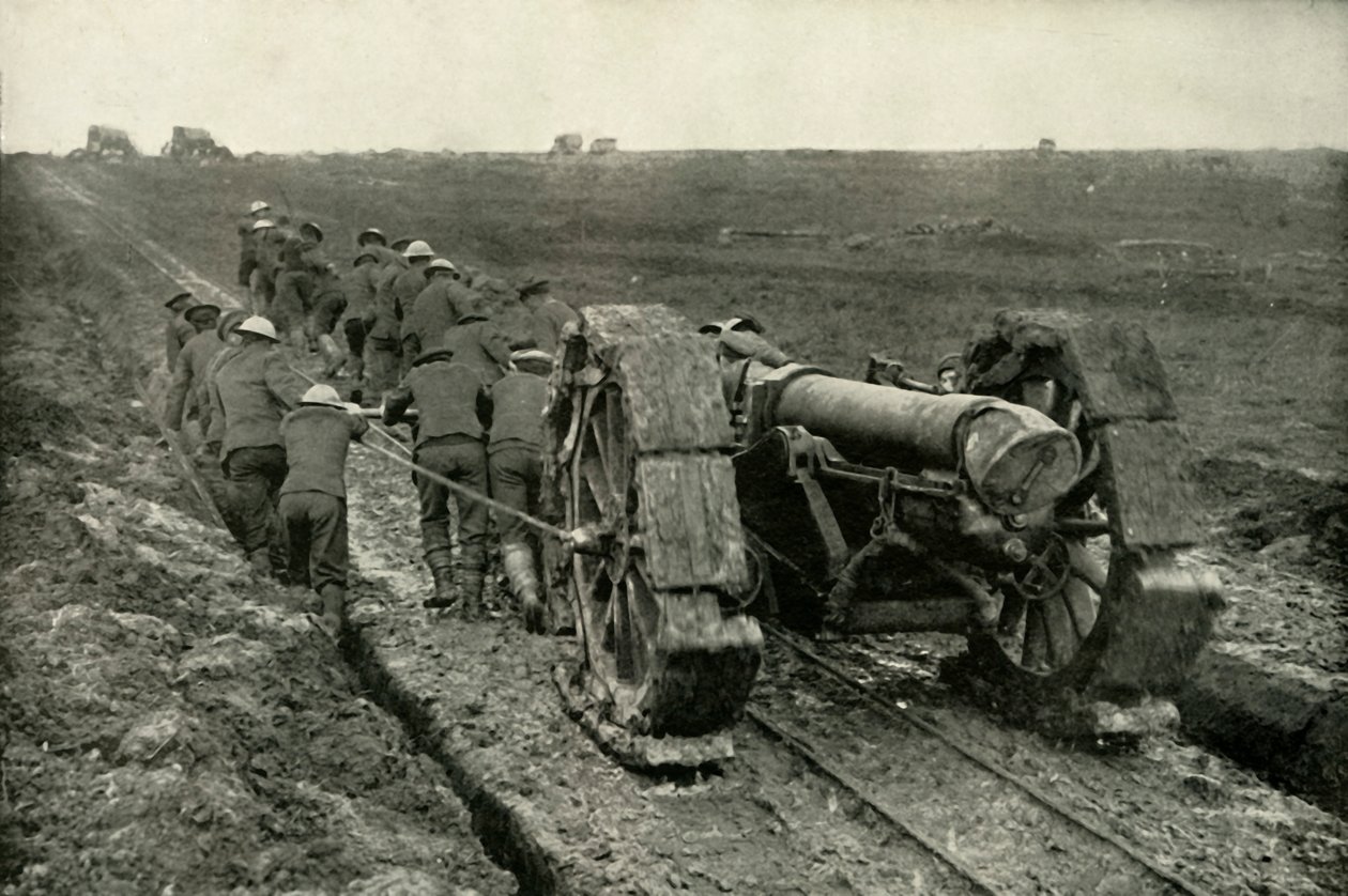 गन्स को न्यू एडवांस पोज़िशन, 1919 में खींचना। द्वारा अज्ञात