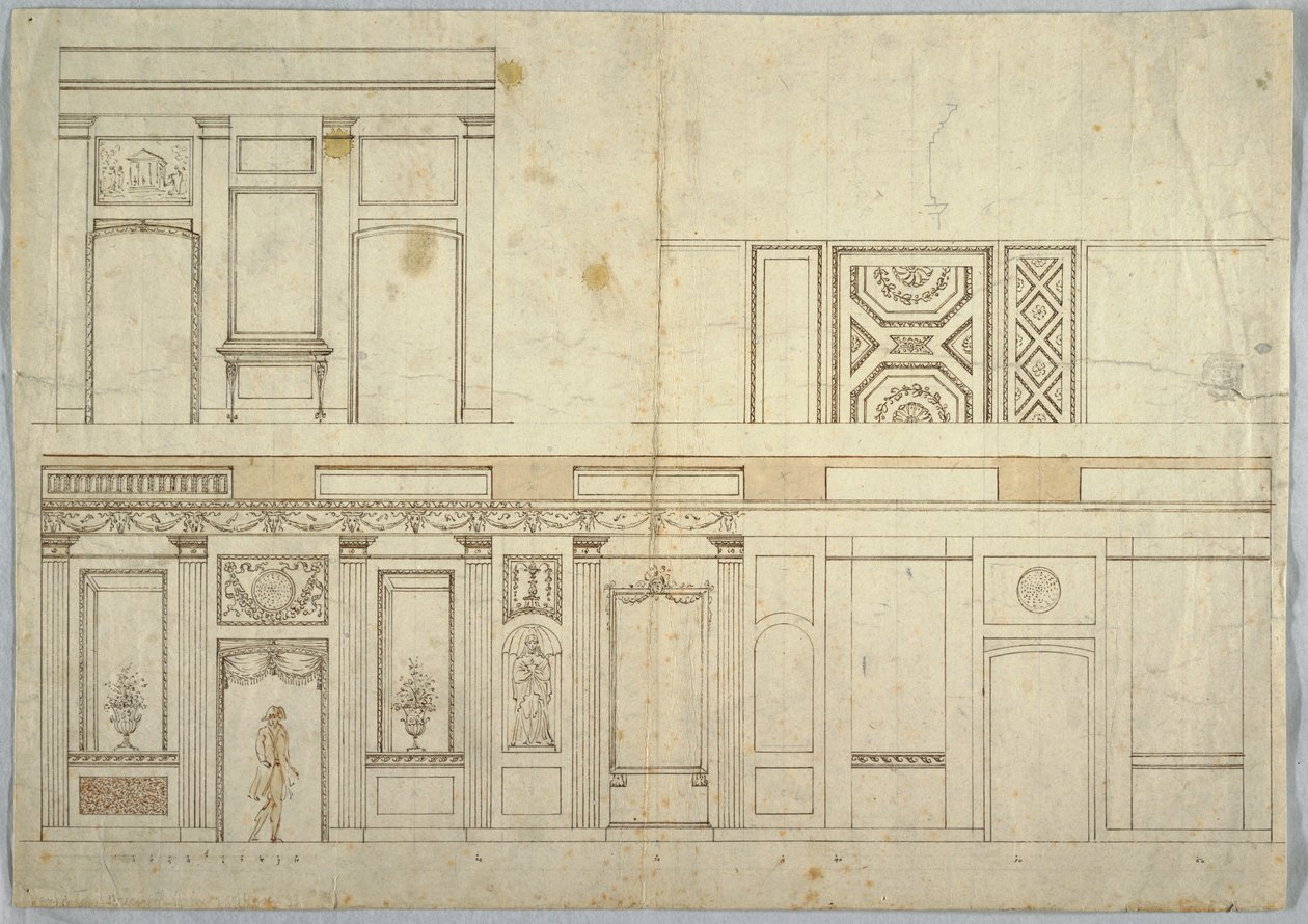 ड्राइंग, डिजाइन एक इंटीरियर के लिए, 1800-1820 द्वारा अज्ञात