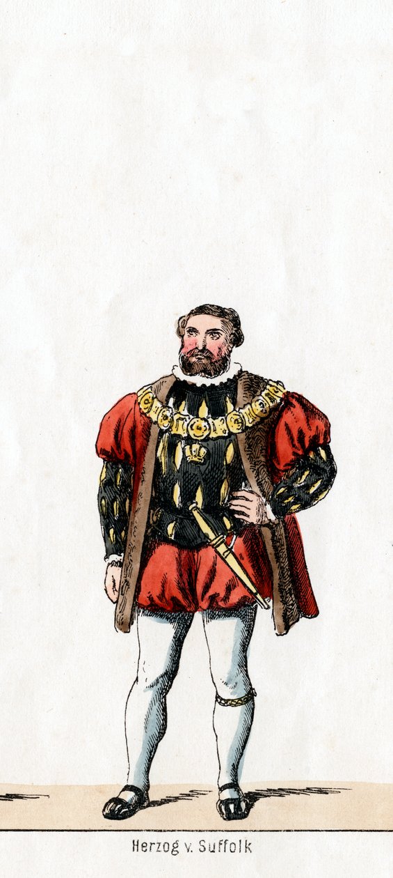 ड्यूक ऑफ सफ़ोक, शेक्सपियर के लिए पोशाक डिजाइन, हेनरी VIII, 19 वीं शताब्दी द्वारा अज्ञात