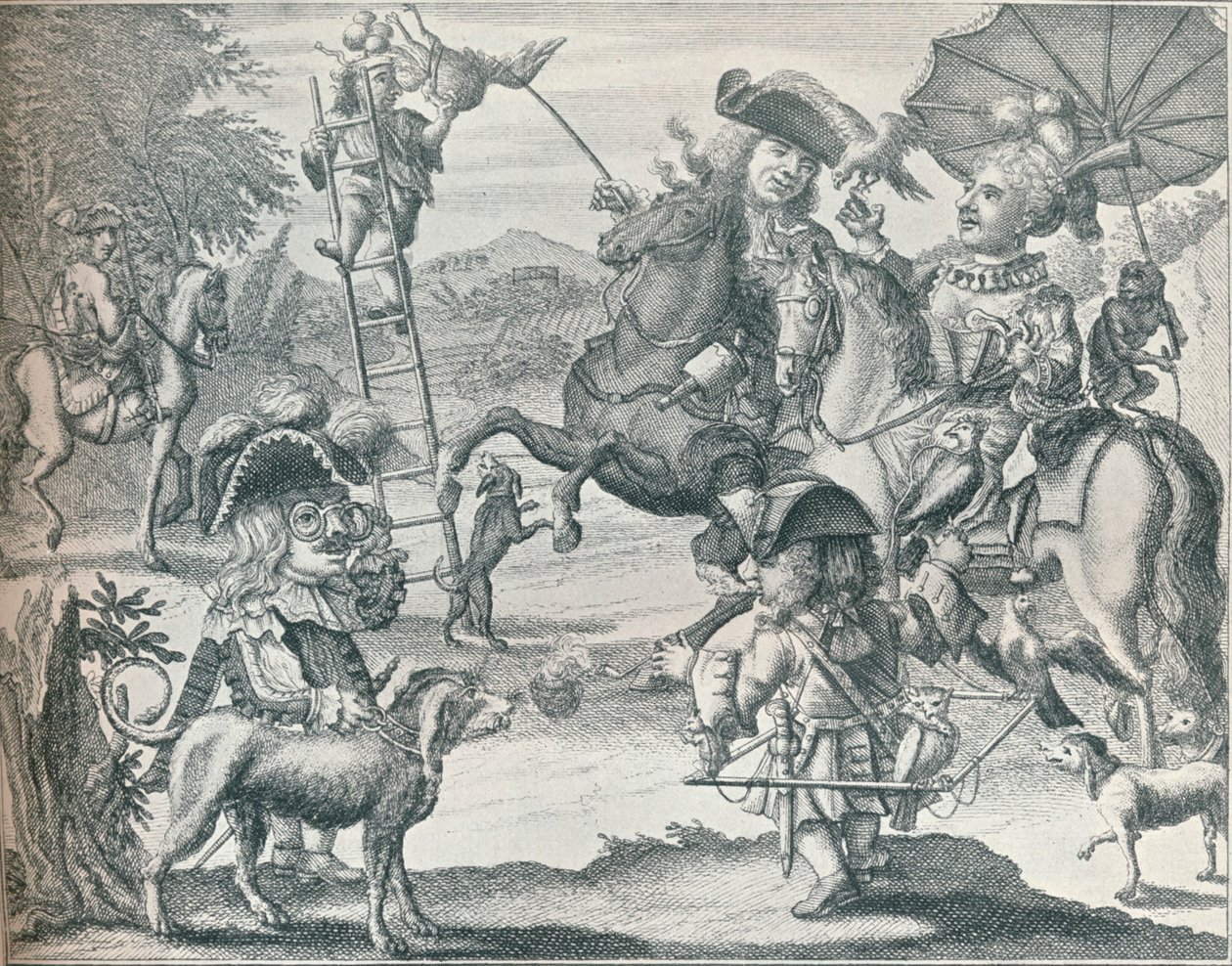 फाल्कनरी पर डच स्किट, c1716, 1916 द्वारा अज्ञात