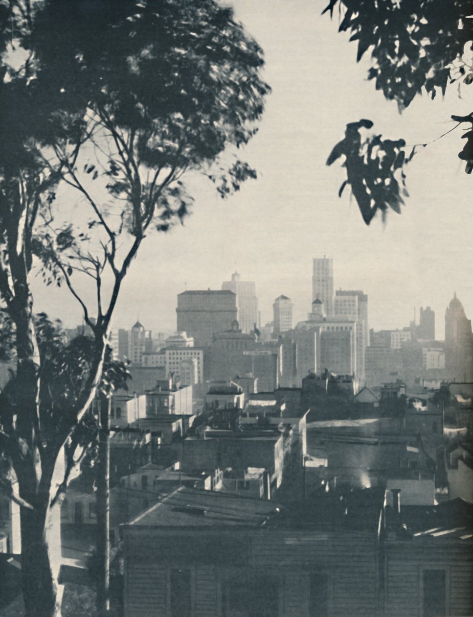 कंक्रीट दिग्गजों की छाया में होमली टिम्बर की विदाई, c1935 द्वारा अज्ञात