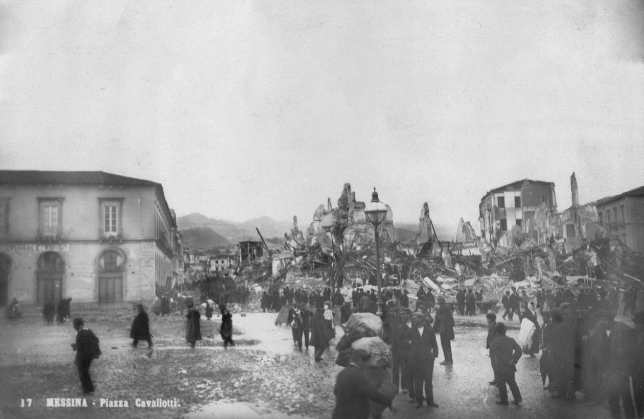 पियाज़ा कैवलॉट्टी, मेसिना, सिसिली, इटली में भूकंप की क्षति, दिसंबर 1908 द्वारा अज्ञात