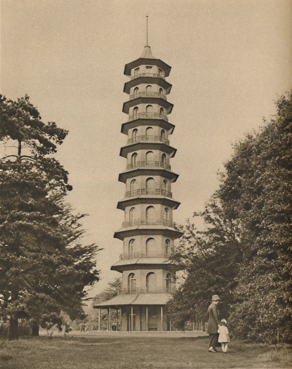केव गार्डन में एक शिवालय की अठारहवीं शताब्दी का संस्करण, c1935। द्वारा अज्ञात