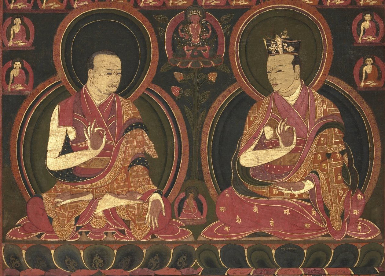आठवें करमापा, मिक्यो दोरजे (1507-1554) और उनके शिक्षक प्रथम सांगये न्येनपा द्वारा अज्ञात