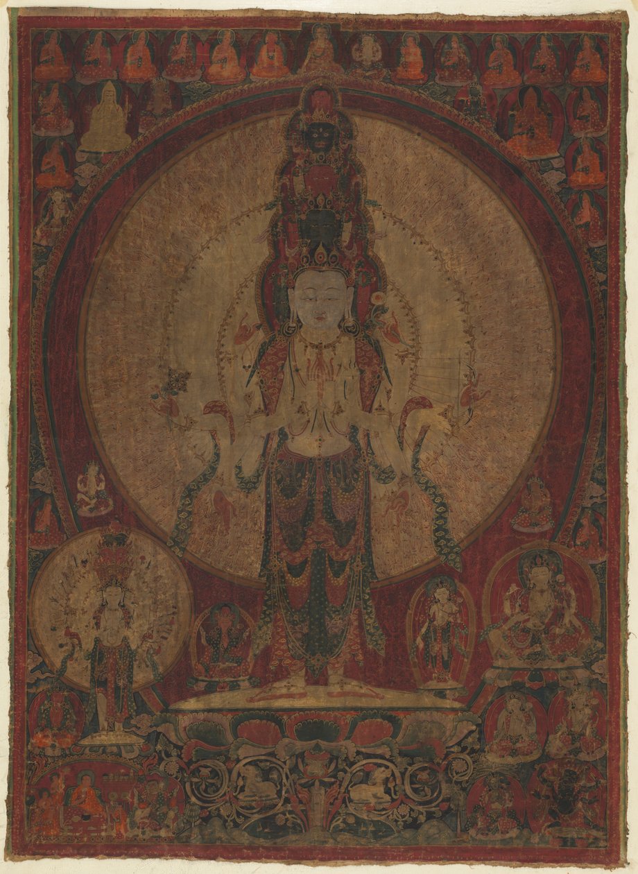इलेवन हेडेड, थाउज़ेंड-आर्म्ड बोधिसत्व ऑफ कंपासियन एवलोकितेश्वरा, सी। 1500। द्वारा अज्ञात
