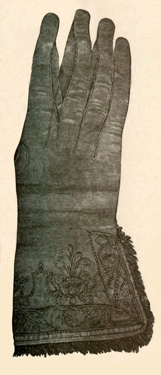 कशीदाकारी दस्ताने, c17 वीं सदी, 1937। द्वारा अज्ञात