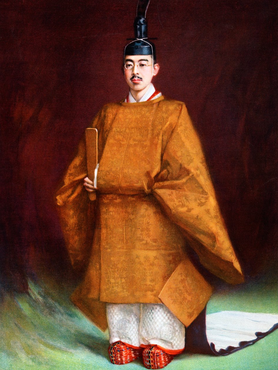 सम्राट हिरोहितो अपने राज्याभिषेक परिधानों में, c1924-1926 द्वारा अज्ञात