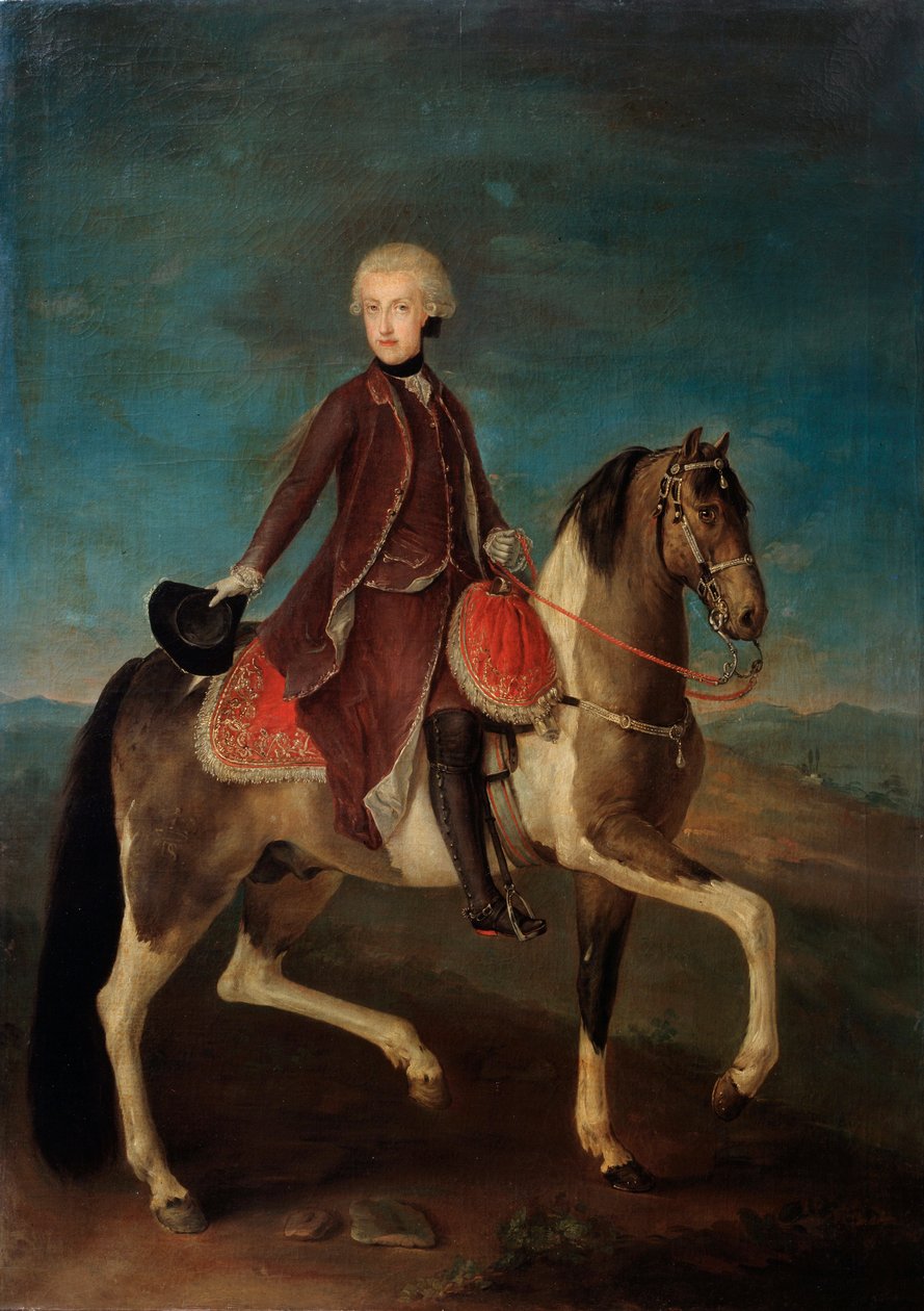ऑस्ट्रिया की महारानी मारिया थेरेसिया का अश्वारोही चित्र 1717-1780, 18वीं शताब्दी। द्वारा अज्ञात