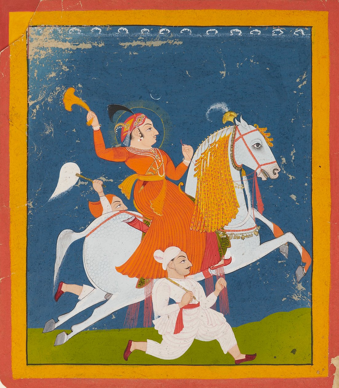 मेवाड़ के महाराणा भीम सिंह का अश्वारोही चित्र, c1785 द्वारा अज्ञात