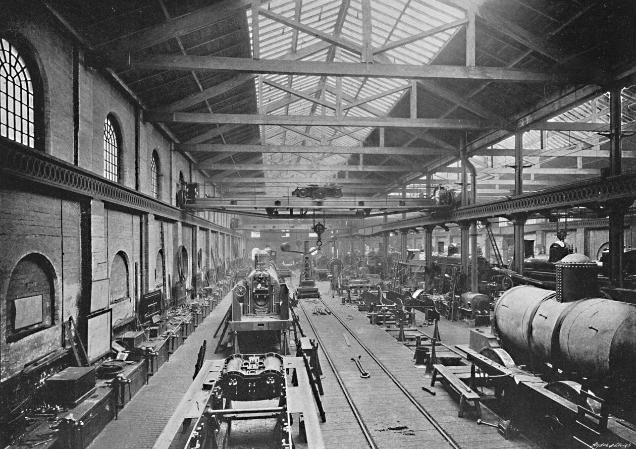 Erecting Shop, London और North-Western Railway Works, Crewe, c1896 द्वारा अज्ञात