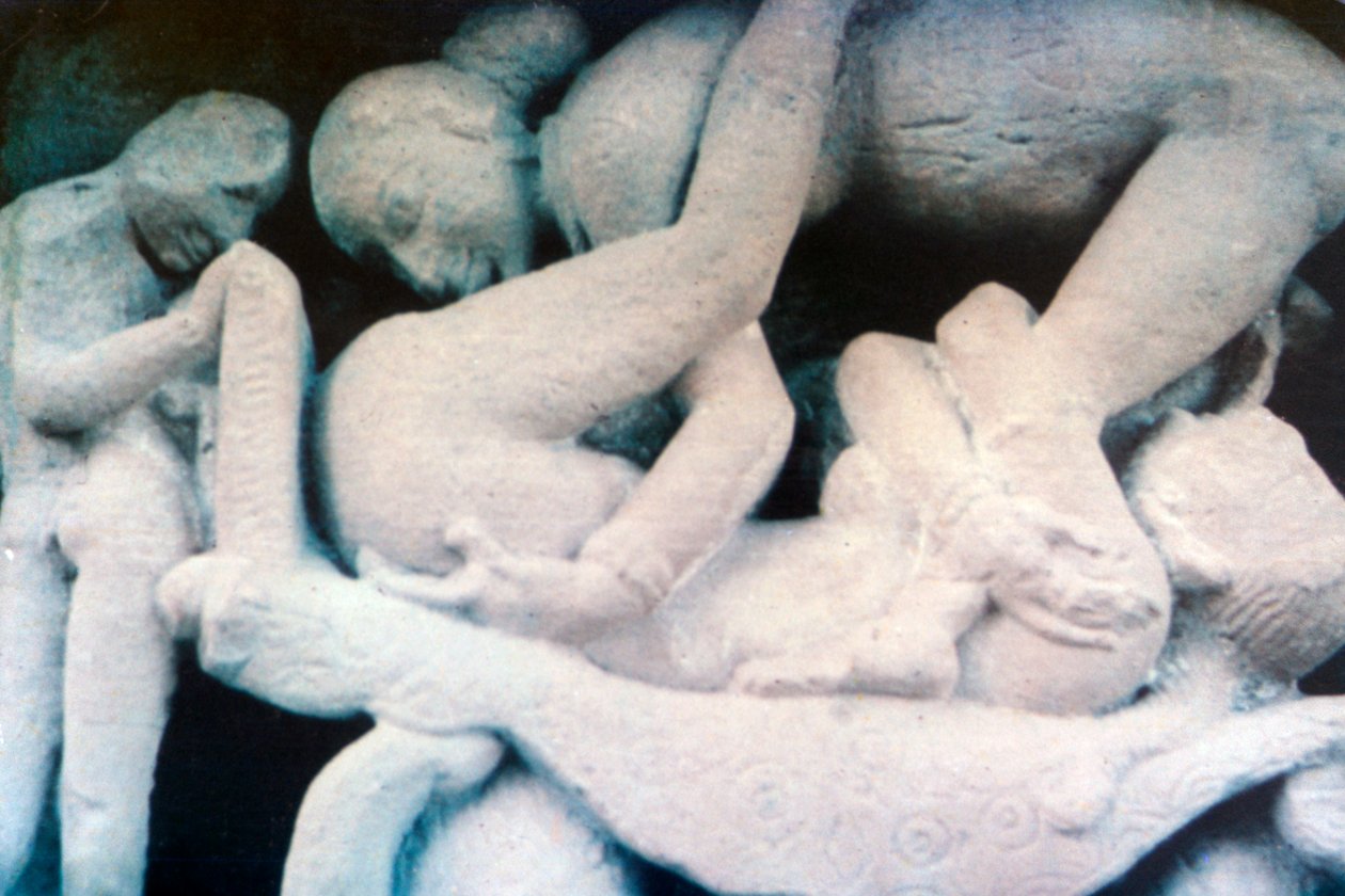 कामुक मूर्तिकला, खजुराहो, भारत। c950-1050। 20 वीं सदी द्वारा अज्ञात
