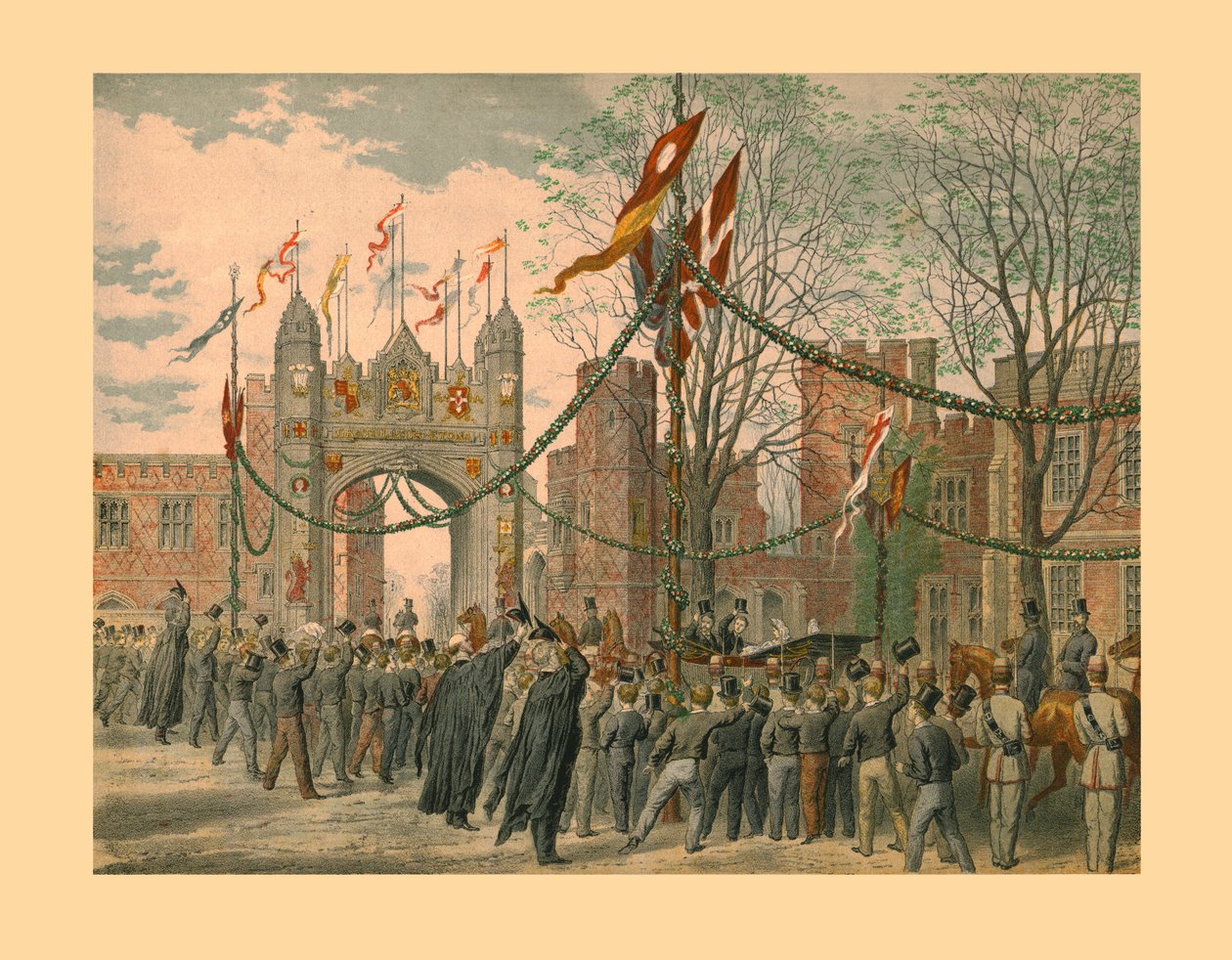 ईटन स्कूल और बॉयज़ आर्क, 1863। द्वारा अज्ञात