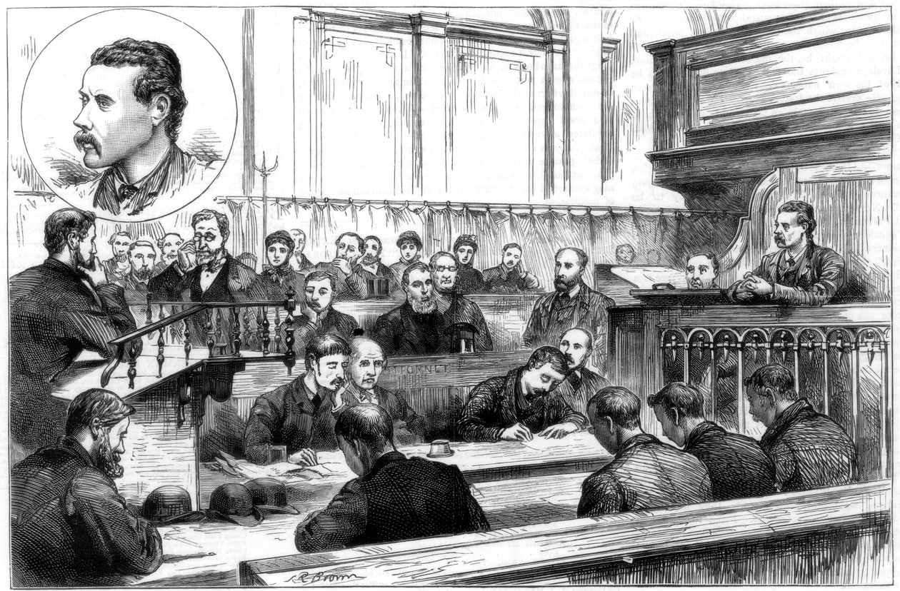बर्मिंघम पुलिस कोर्ट में जॉन एफ एगन की परीक्षा, डायनामाइट प्लॉट, 1884 द्वारा अज्ञात