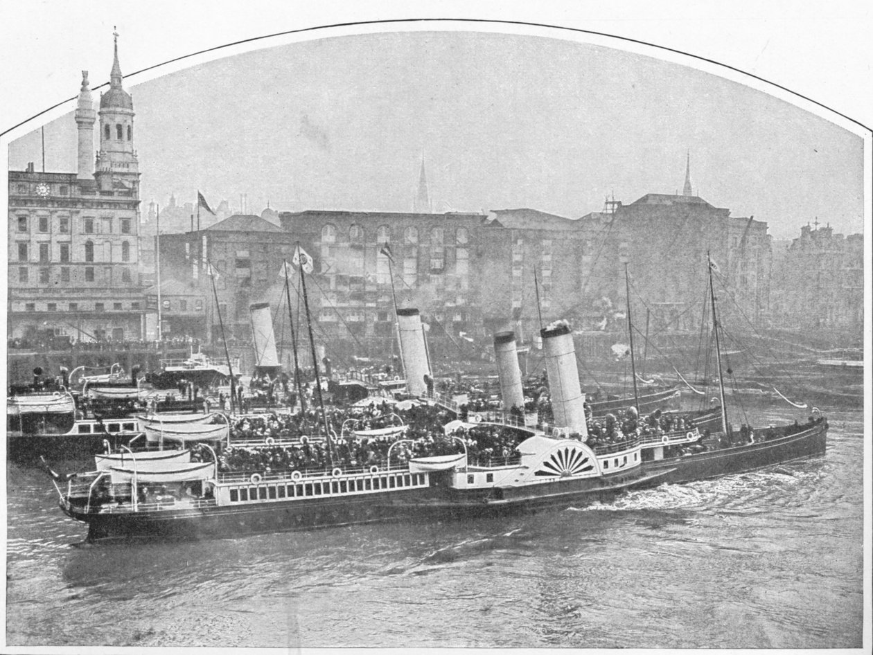 फ्रेश व्हार्फ, लंदन ब्रिज, c1903 1903 को छोड़ते हुए स्टीमर द्वारा अज्ञात