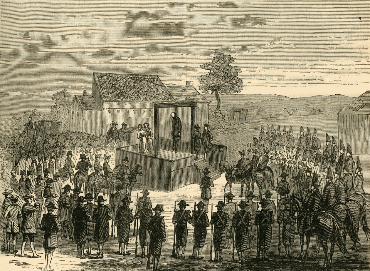 टाइबर्न में लॉर्ड फेरर्स का निष्पादन, 1760, c1876। द्वारा अज्ञात