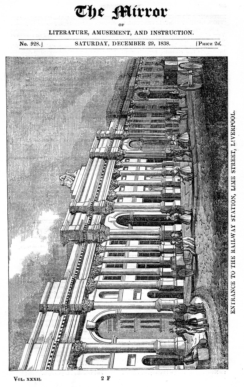 फ़ेमाडे ऑफ़ लाइम स्ट्रीट स्टेशन, लिवरपूल, 1838 द्वारा अज्ञात