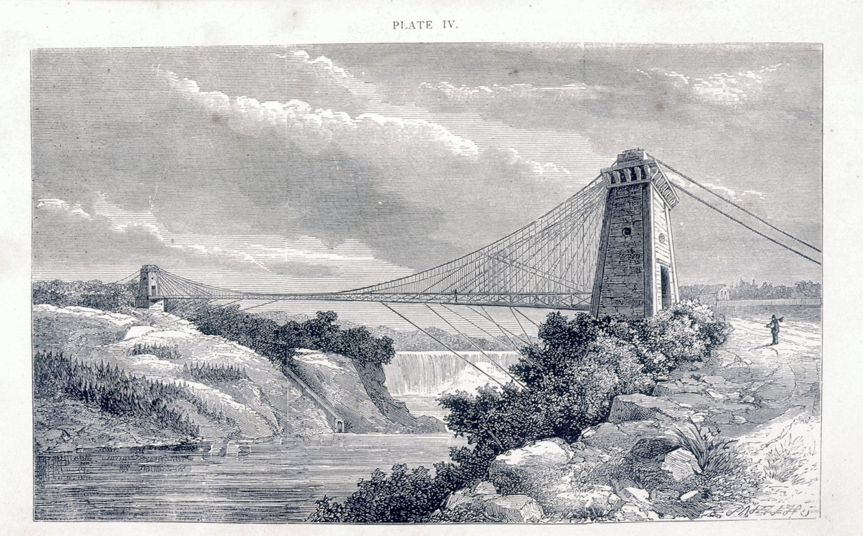 फॉल्स व्यू सस्पेंशन ब्रिज, नियाग्रा, उत्तरी अमेरिका, c1869-c1889 द्वारा अज्ञात