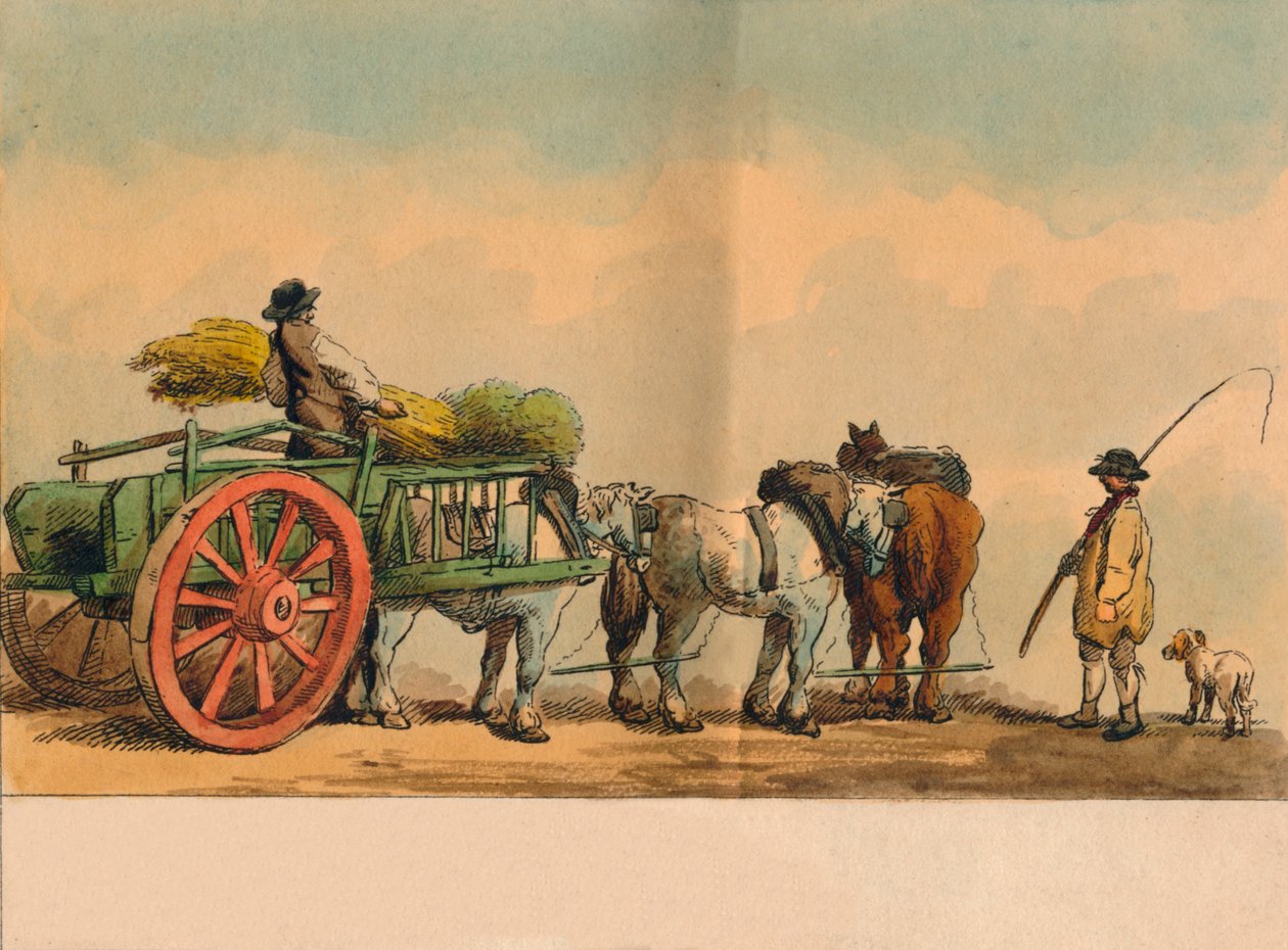 खेत मजदूर और गाड़ी, 1797। द्वारा अज्ञात