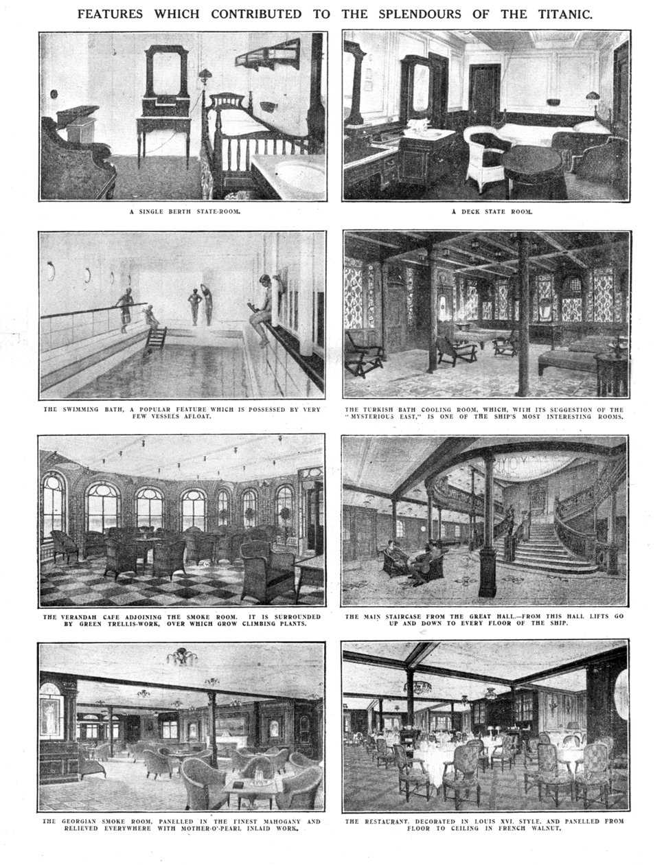 20 अप्रैल 1912 को टाइटैनिक के स्पलेंडर में योगदान देने वाली सुविधाएँ। द्वारा अज्ञात