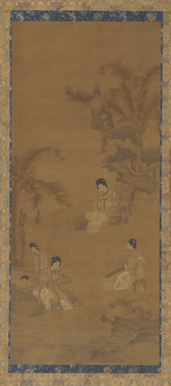 केले के पेड़ों के नीचे एक बगीचे में महिला संगीतकार, मिंग राजवंश, 1368-1644। द्वारा अज्ञात