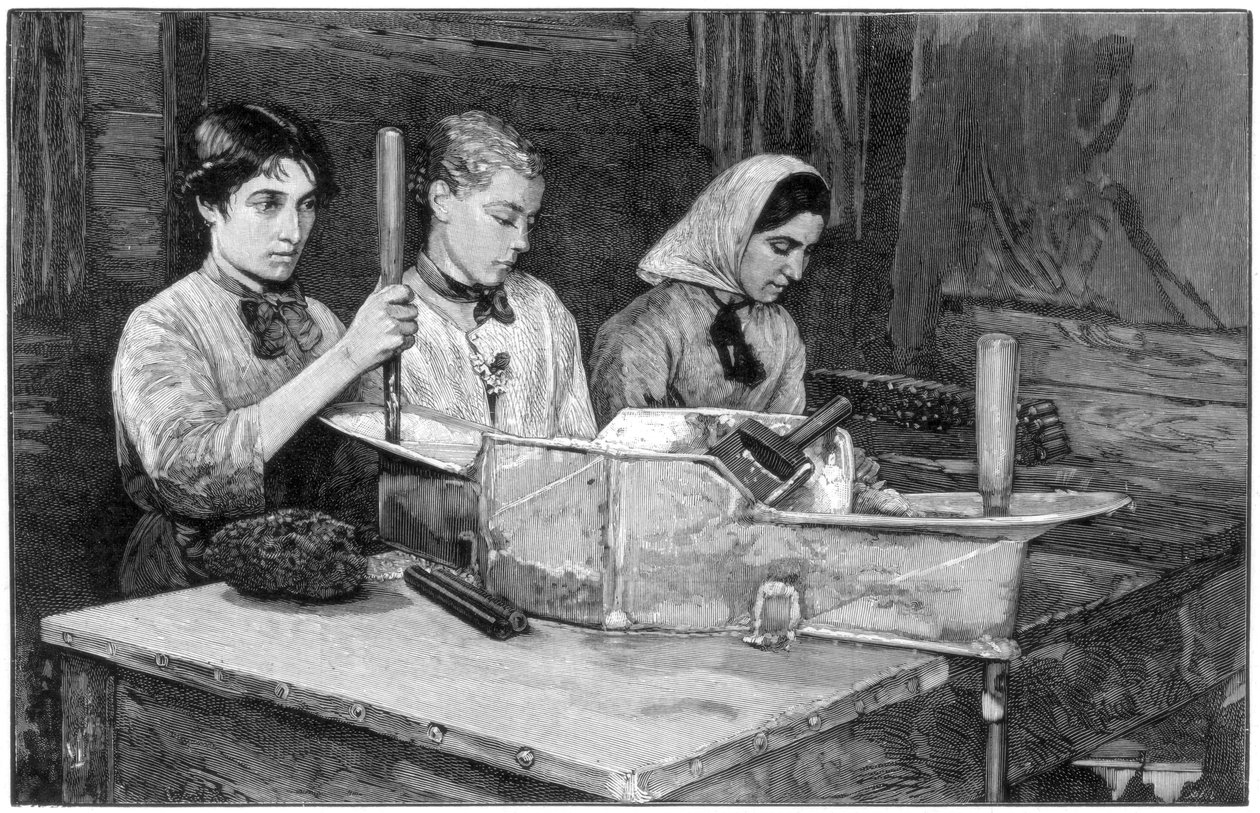 स्विटजरलैंड, 1893 के पास, आइलेटेन में डायनामाइट पाउडर के साथ कारतूस भरना द्वारा अज्ञात