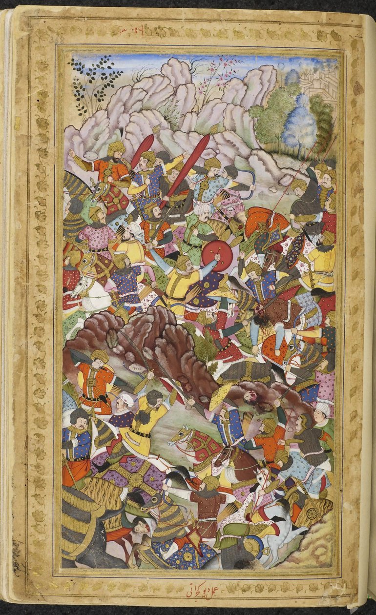 पानीपत की पहली लड़ाई, 1526। बाबरनामा से लघुचित्र, सीए 1592। द्वारा अज्ञात
