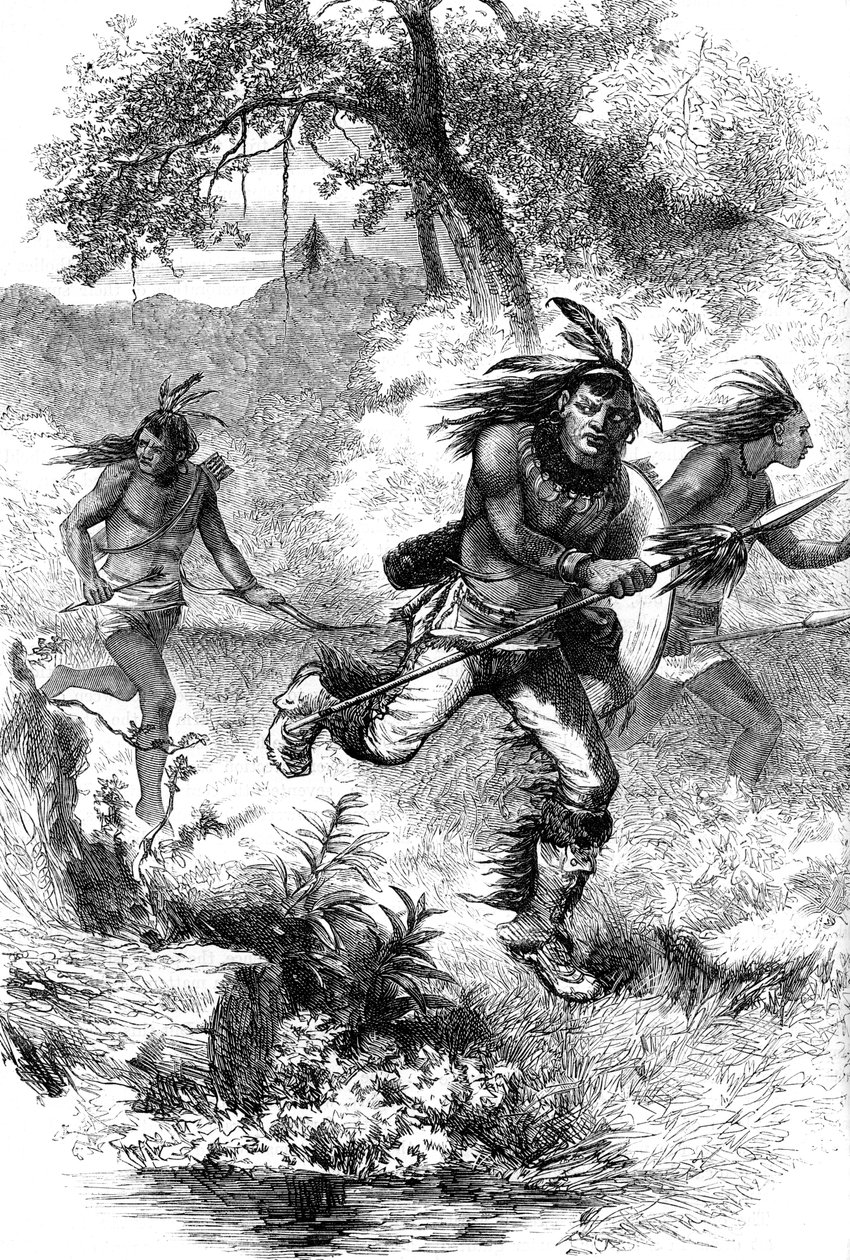 मूल अमेरिकियों की उड़ान, बसने वालों के नरसंहार के बाद, c17 वीं शताब्दी c1880 द्वारा अज्ञात