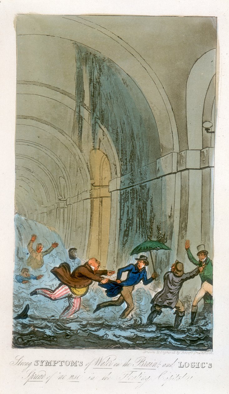 टेम्स टनल की खुदाई के दौरान बाढ़, लंदन, 1828 द्वारा अज्ञात