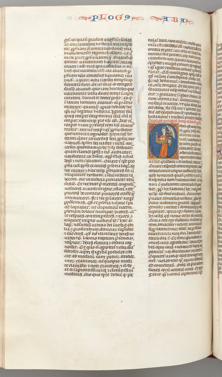 FOL। 361v, हबबाक, हिस्टोरिक इनिशियल ओ, हबबक एक टोकरी और दो पत्थर पकड़े हुए ..., सी। 1275-130 द्वारा अज्ञात