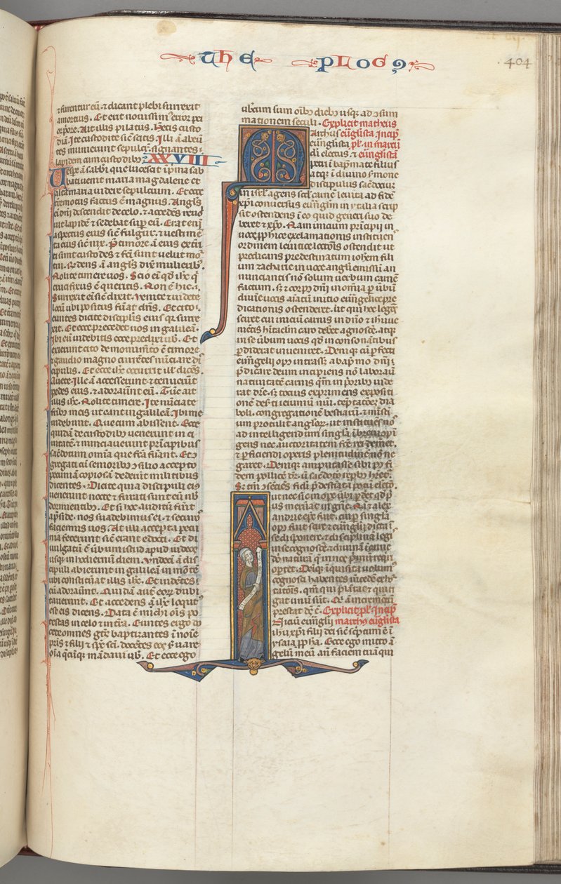 FOL। 404r, मार्क, प्रारंभिक I, मार्क एक स्क्रॉल के साथ खड़ा है, सी। 1275-1300। द्वारा अज्ञात