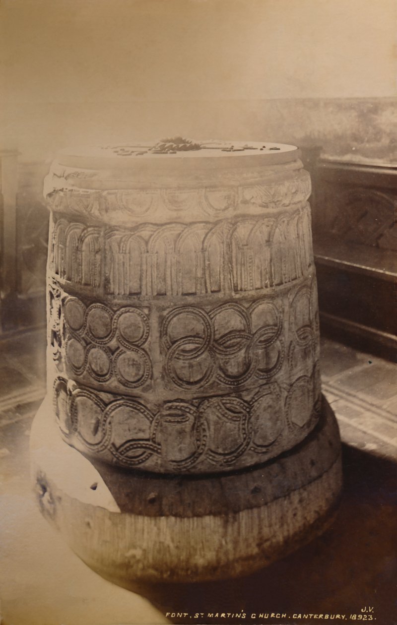 फॉन्ट, सेंट मार्टिन्स चर्च, कैंटरबरी, 1929। द्वारा अज्ञात