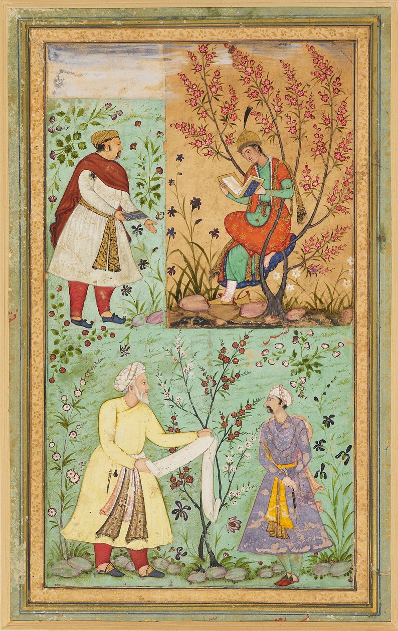 फूलों के बीच चार आकृतियाँ, 16वीं सदी द्वारा अज्ञात