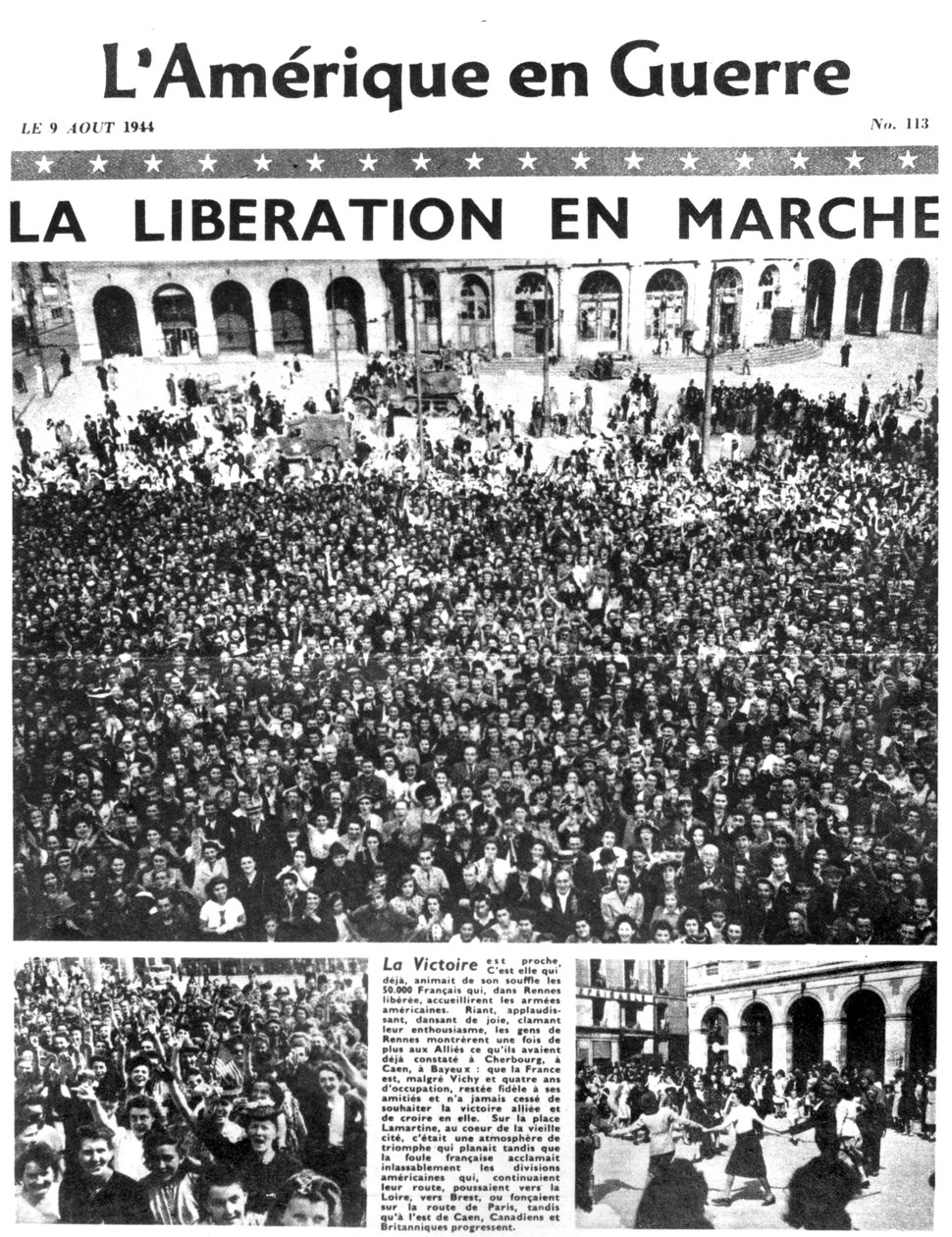 लामेरिक एन गुएरे अखबार का फ्रंट पेज, 9 अगस्त 1944 द्वारा अज्ञात