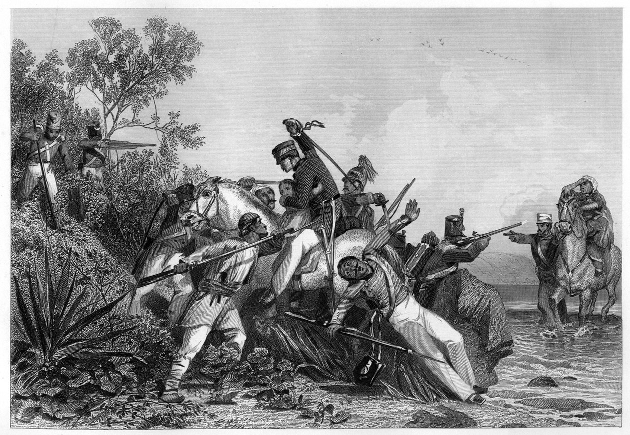 भगोड़े ब्रिटिश अधिकारियों और उनके परिवारों ने 1857 के विद्रोहियों पर हमला किया द्वारा अज्ञात