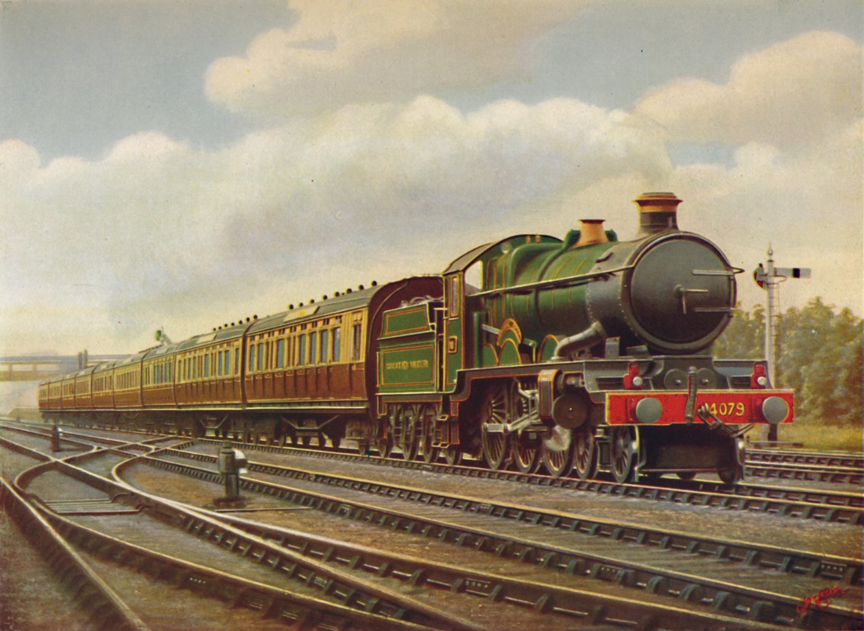 पूर्ण गति पर GWR कोर्निश रिवेरा लिमिटेड एक्सप्रेस, - इंजन पेंडनिस कैसल।, 1926 द्वारा अज्ञात