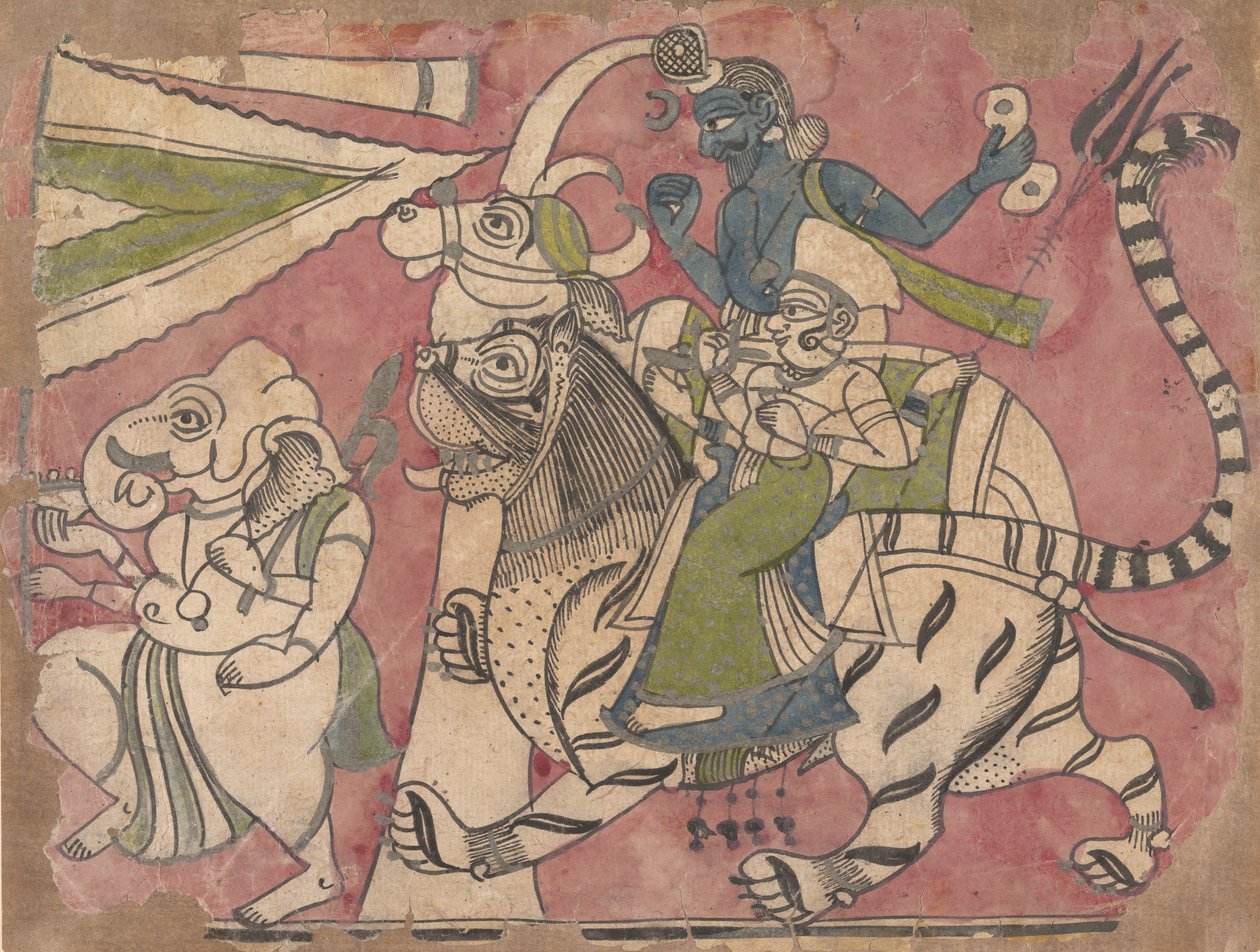 गणेश, शिव और दुर्गा जुलूस में, 18 वीं शताब्दी। द्वारा अज्ञात