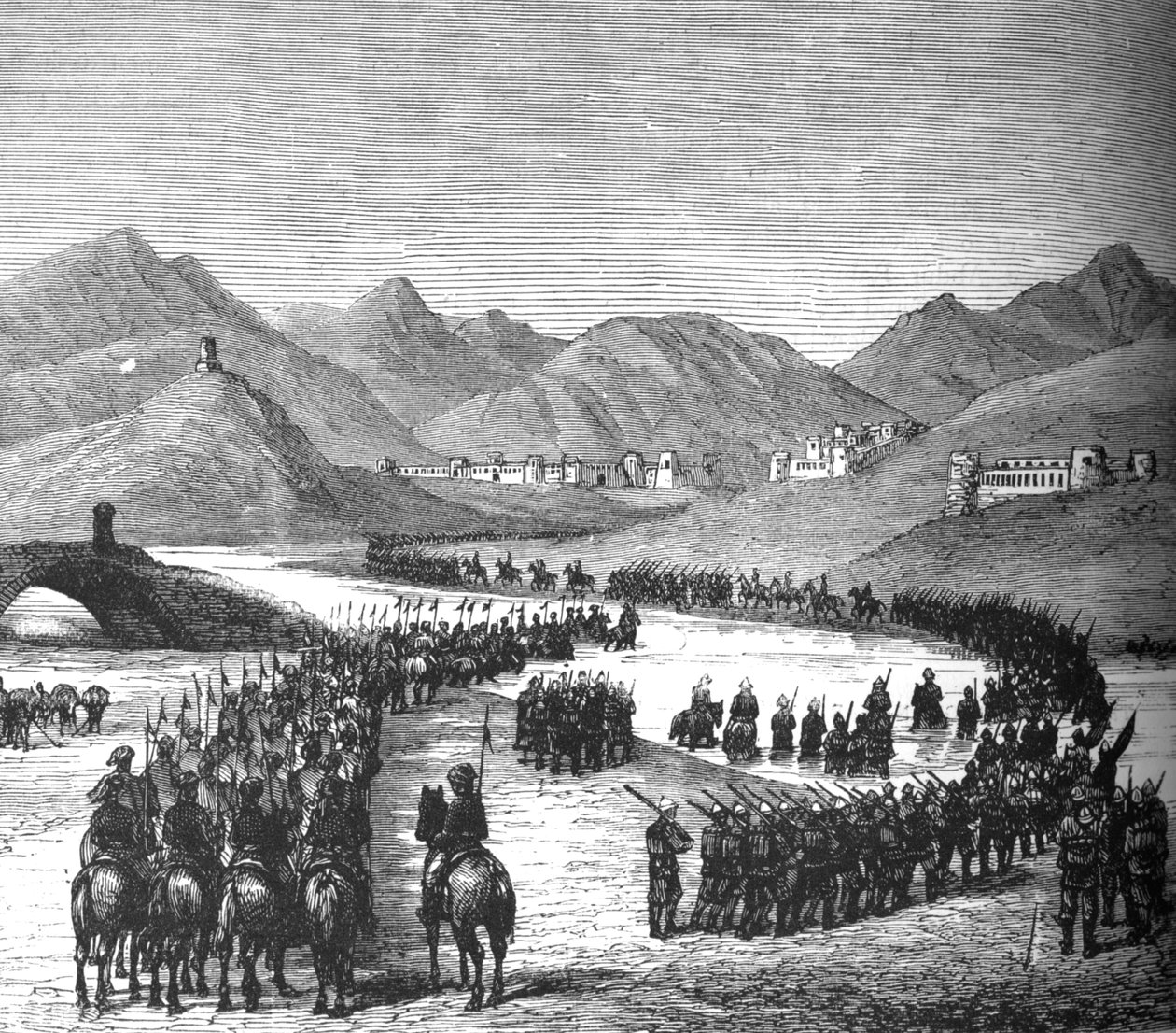 जनरल रॉस डिवीजन ने C1880 सर डोनाल्ड स्टीवर्ट से मिलने के लिए लोगर नदी को पार किया द्वारा अज्ञात